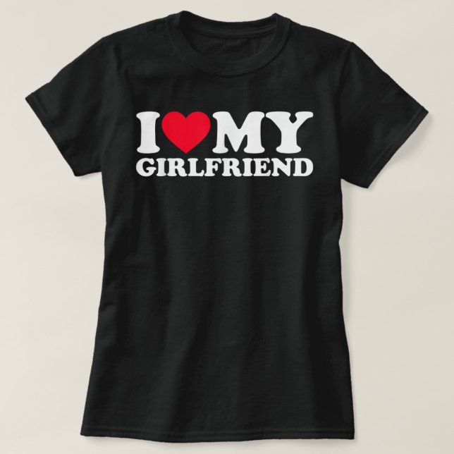 T-shirt J'aime ma petite amie J'ai coeur ma petite amie GF (Design devant)