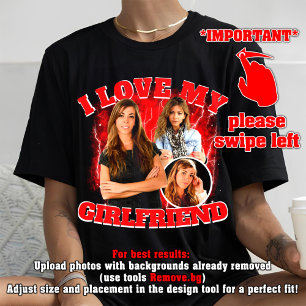 T-shirt j'aime ma petite amie personnalisée cadeau de la S