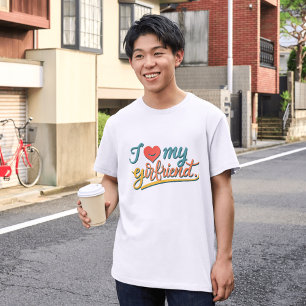 T-shirt J'Aime Ma Petite Amie Personnalisée Cadeaux mini