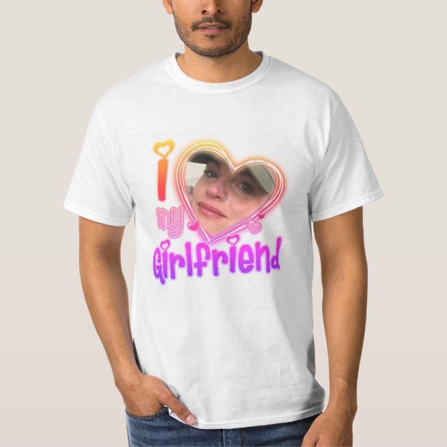 T-shirt J'Aime Ma Petite Amie Personnalisée Chemise Person (Devant)
