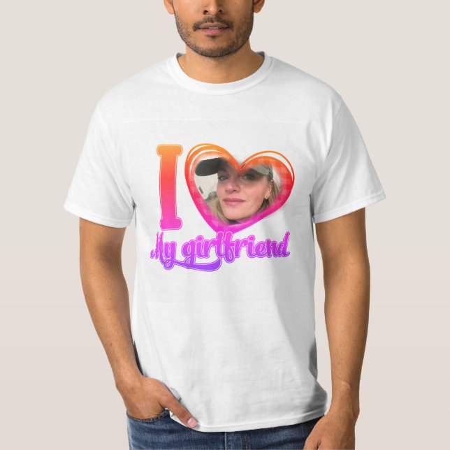 T-shirt J'Aime Ma Petite Amie Personnalisée Chemise Person (Devant)