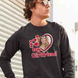 T-shirt J'Aime Ma Petite Amie Personnalisée Noir<br><div class="desc">I Love My Girlfriend Shirt - télécharger une photo pour l'intérieur du coeur</div>