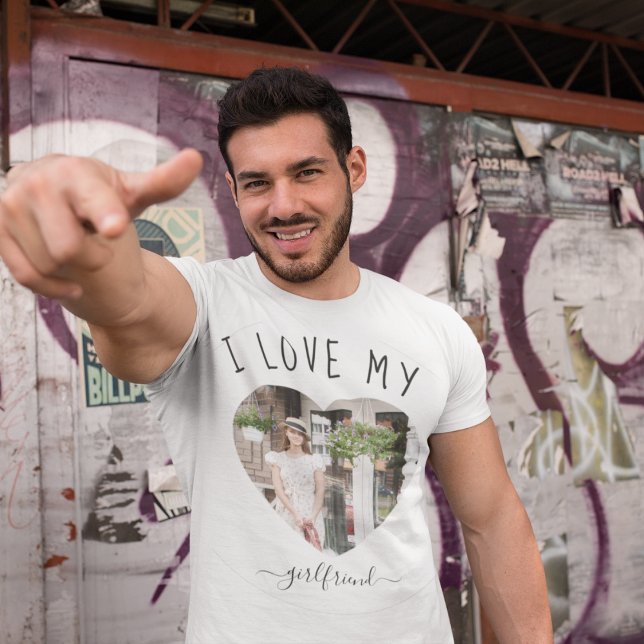 T-shirt J'aime ma petite amie Photo personnalisée (Créateur téléchargé)