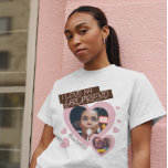 T-shirt J'aime ma petite amie | Photo personnalisée 2<br><div class="desc">Créez votre propre cadeau avec ce modèle "I love my Girlfriend Custom 2 photo Cute T-Shirt" aux couleurs pastel rose et marron,  personnalisable dans n'importe quelle couleur. Ajoutez 2 photos et 2 texte personnalisé dans une police manuscrite joueuse. Pas de minimum.</div>