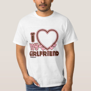 T-shirt J'aime ma petite amie Photo personnalisée Cœur Bru