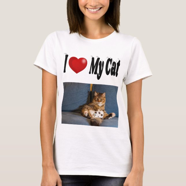T-shirt J'aime ma photo de chat (Devant)