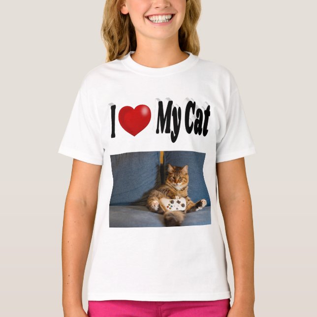 T-shirt J'aime ma photo de chat (Devant)