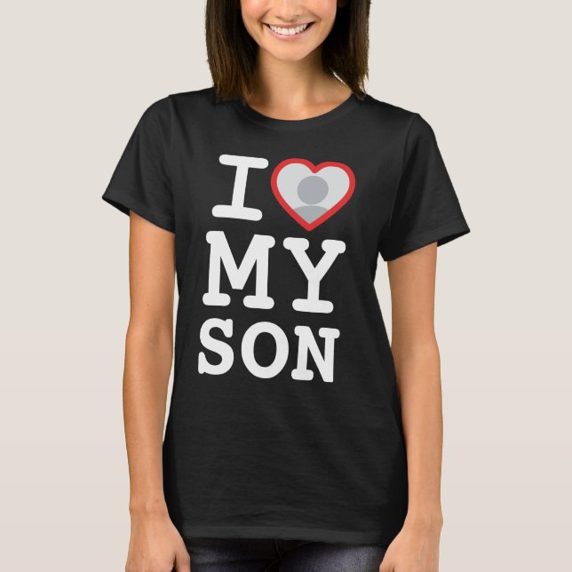 T-shirt J'aime ma photo du coeur de mon fils | Fier maman (Devant)