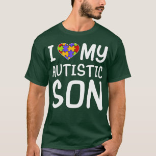 T-shirt J'Aime Ma Sensibilisation sur l'autisme Fils Autis