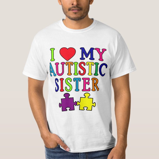 T-shirt J'aime ma soeur autiste (Devant)