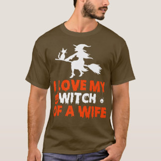 T-shirt J'Aime Ma Sorcière D'Une Femme Couples D'Halloween