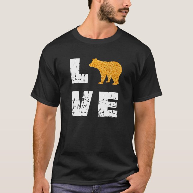 T-shirt J'Aime Mac Et Fromage Ours Silhouette Perdu (Devant)