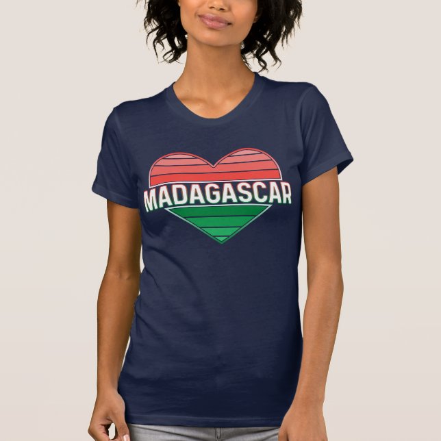 T-shirt J'aime Madagascar, coeur malgache (Devant)