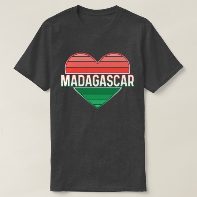 T-shirt J'aime Madagascar, coeur malgache (Design devant)