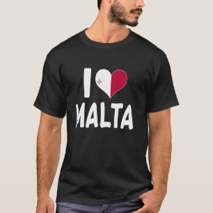 T-shirt J'aime Malte Cœur Drapeau maltais