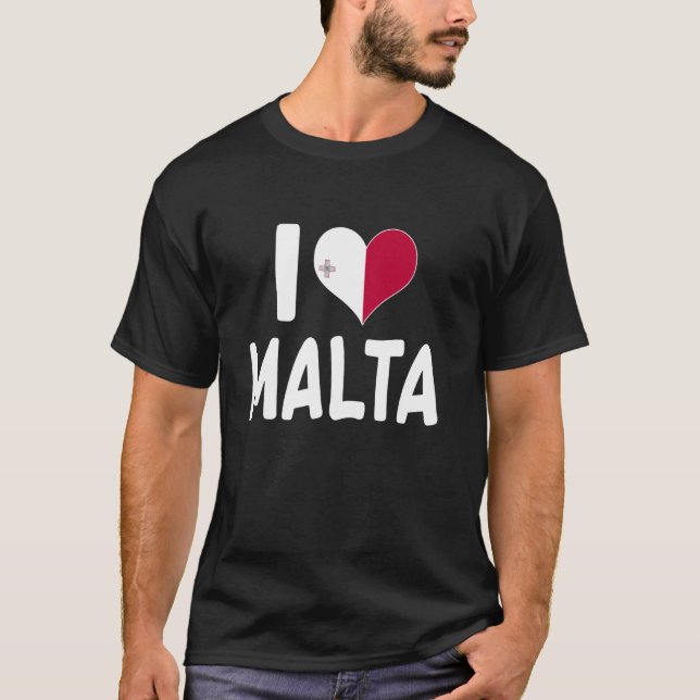T-shirt J'aime Malte Cœur Drapeau maltais (Devant)