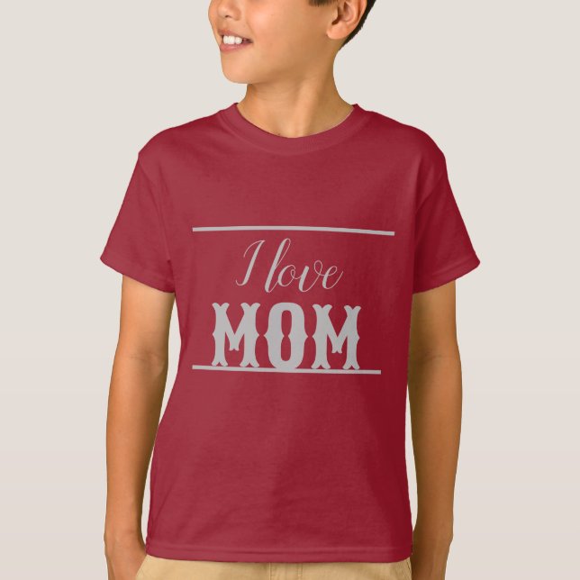 T-shirt J'aime maman Maroon Blanc enfant garçon (Devant)