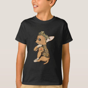 T-shirt J'Aime Maman Tatouage Drôle Chihuahua Chien Avec B