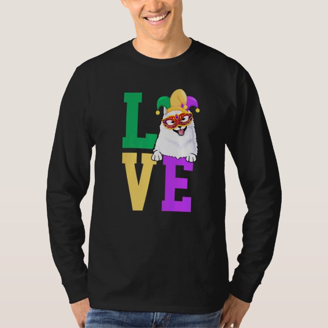 T-shirt J'Aime Mardi Gras American Eskimo Chien Matching F (Devant)