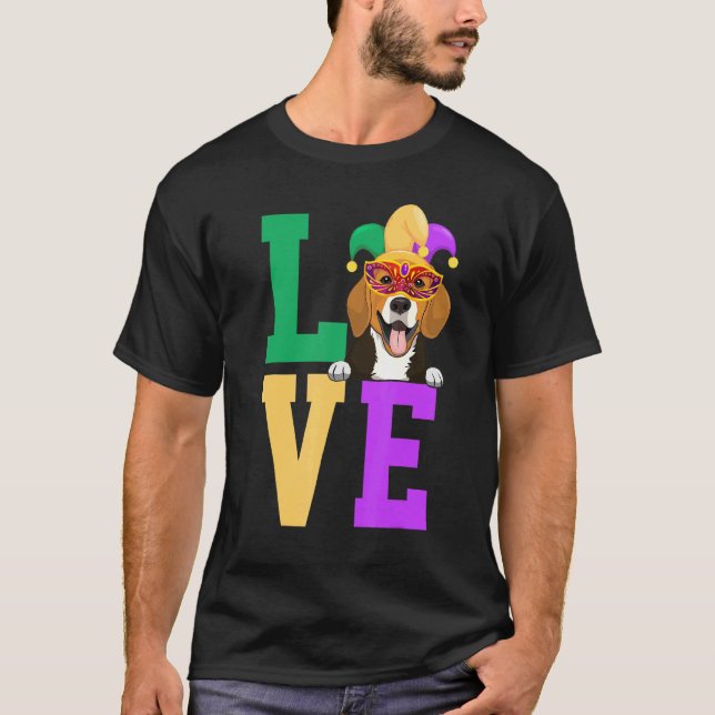 T-shirt J'aime Mardi Gras Beagle famille de jumelage de ch (Devant)