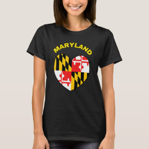 T-shirt J'aime Maryland MD Drapeau de l'État Cœur Baltimor