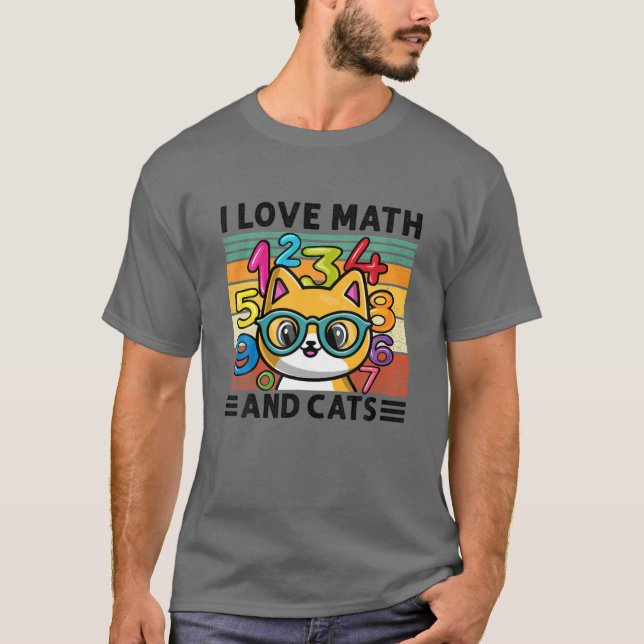 T-shirt J'Aime Maths Et Chats Mathématiques Formule Chat N (Devant)