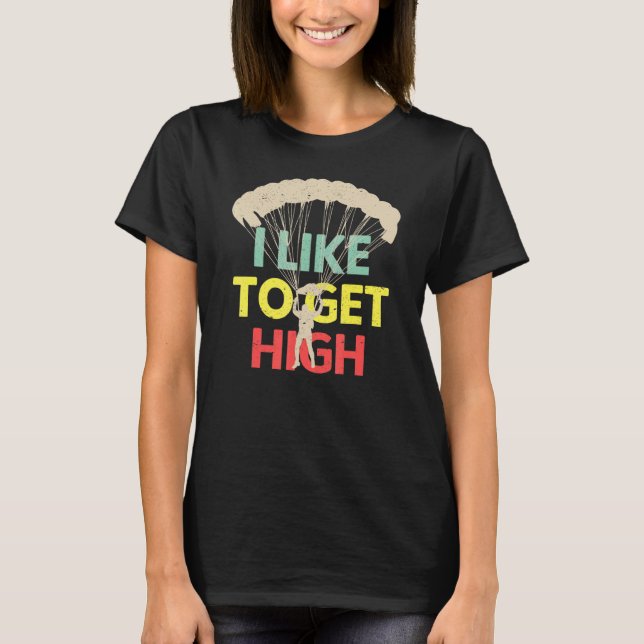 T-shirt J'aime me sentir planer parachutisme rétro parachu (Devant)