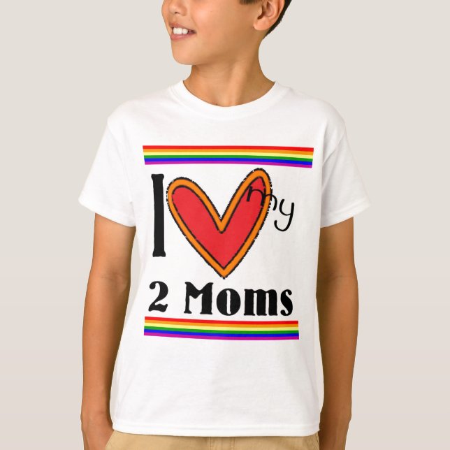 T-shirt J'aime mes 2 mamans (Devant)