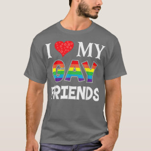 T-shirt J'aime mes amis gays LGBT Lesbian Rainbow