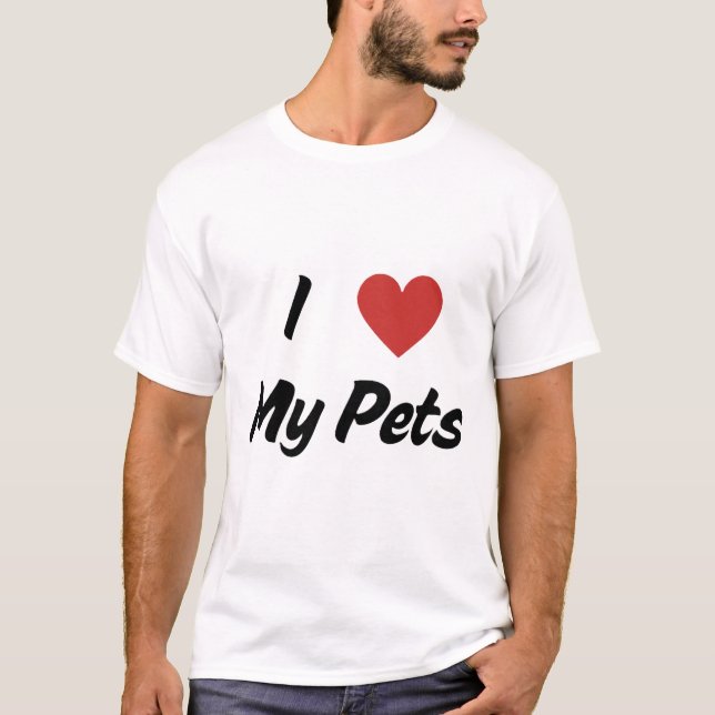 T-shirt J'Aime Mes Animaux Texte Et Coeur (Devant)