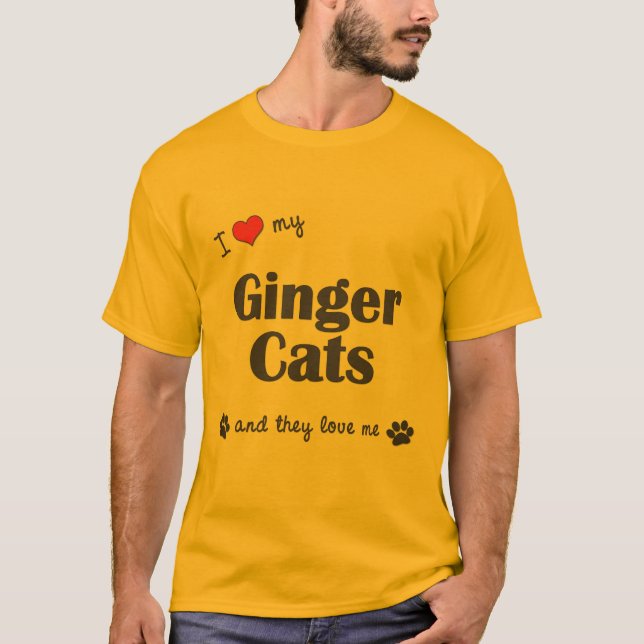 T-shirt J'aime mes chats de gingembre (les chats (Devant)