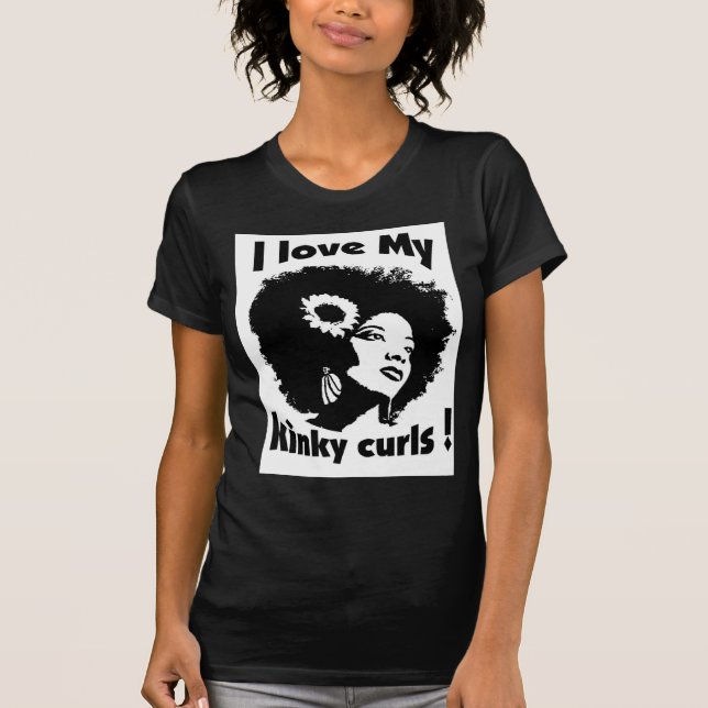 T-shirt J'aime mes cheveux bouclés frisés (Devant)