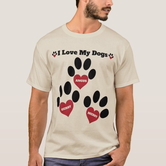 T-shirt J'Aime Mes Chiens, Amoureux de les chiens Personne (Devant)