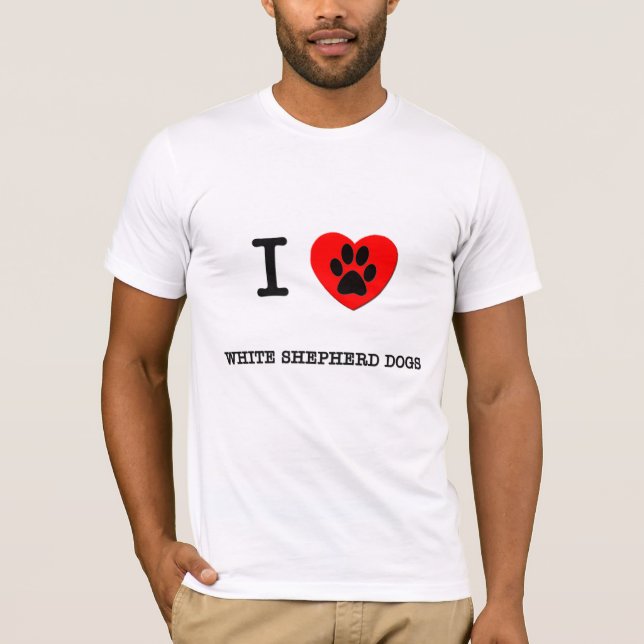T-SHIRT J'AIME MES CHIENS DE BERGER BLANCS (Devant)