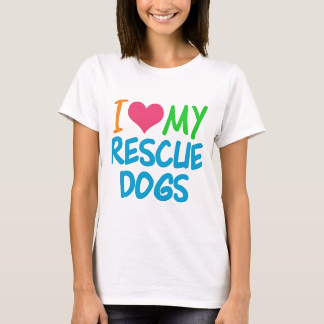 T-shirt J'Aime Mes Chiens Secourus (Devant)