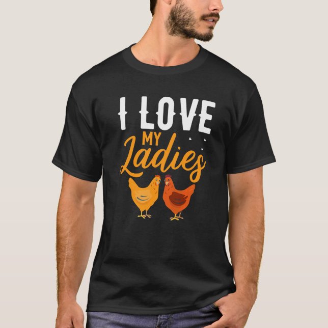 T-shirt J'Aime Mes Dames Chicken Chicken Farmer (Devant)