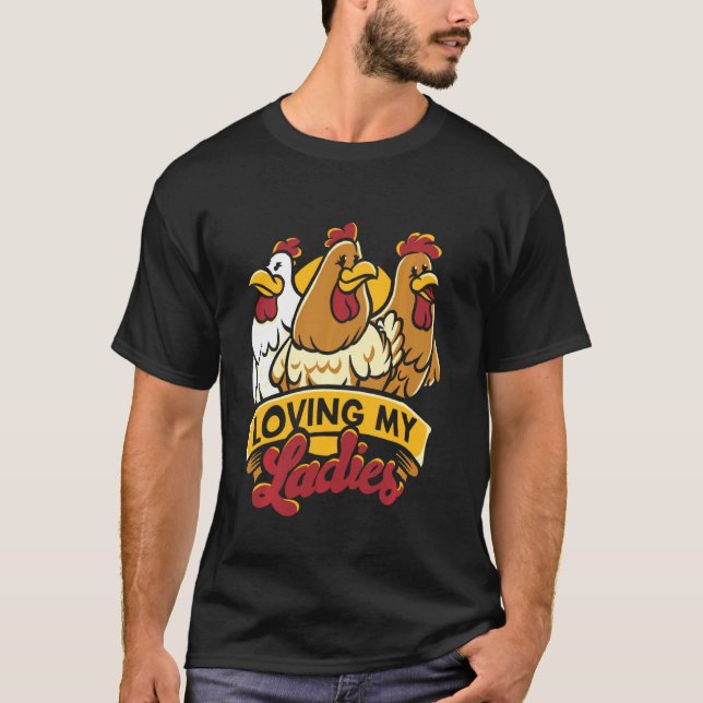 T-shirt J'aime mes dames drôle amateur de poulet ferme agr (Devant)
