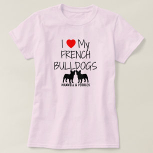 T-shirt J'Aime Mes Deux Bulldogs Français