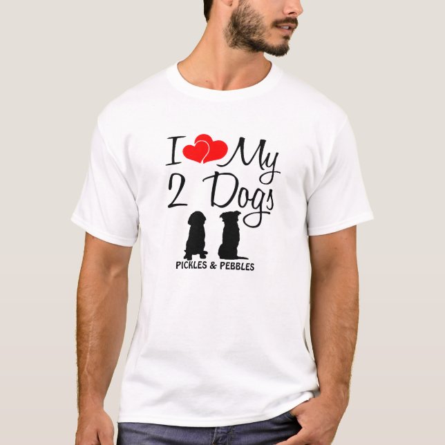 T-shirt J'aime mes deux chiens (Devant)