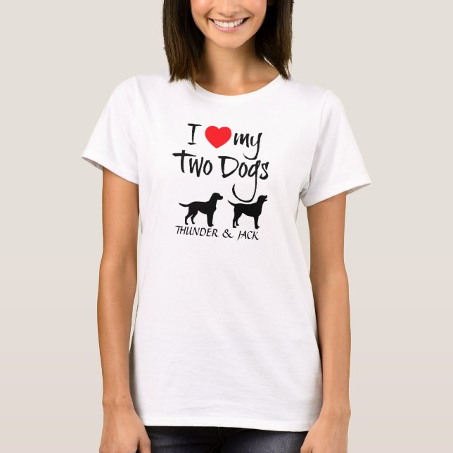 T-shirt J'Aime Mes Deux Chiens (Devant)