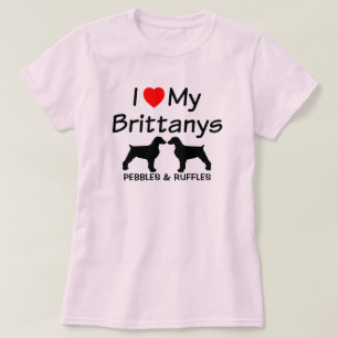 T-shirt J'Aime Mes Deux Chiens De Bretagne Chemise