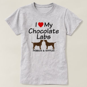 T-shirt J'Aime Mes Deux Chiens Du Laboratoire De Chocolat