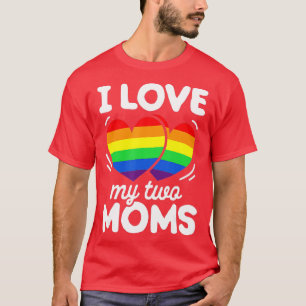 T-shirt J'aime mes deux mamans Drapeau de la fierté gay LG