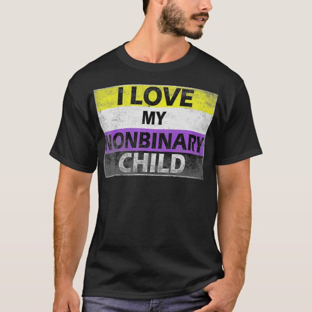 T-shirt J'aime mes enfants non binaires LGBT Non-Binary (Devant)