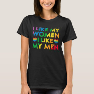 T-shirt J'Aime Mes Femmes Mes Hommes Gay Lesbiennes Bisexu
