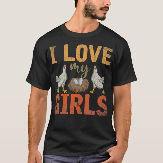 T-shirt J'Aime Mes Filles Drôle Agricole Oiseaux Animaux F (Devant)