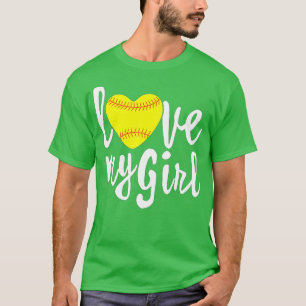 T-shirt J'Aime Mes Filles Maman Softball mignon Maman