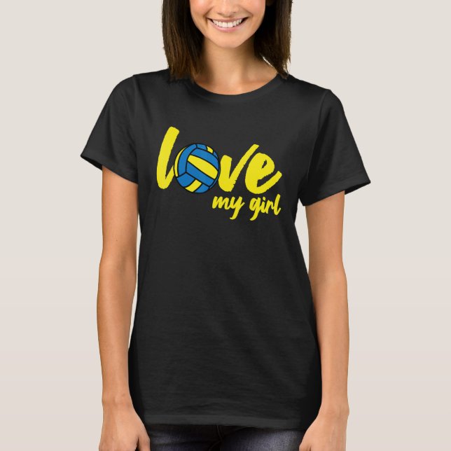T-shirt J'aime mes filles maman volleyball mignonne maman  (Devant)