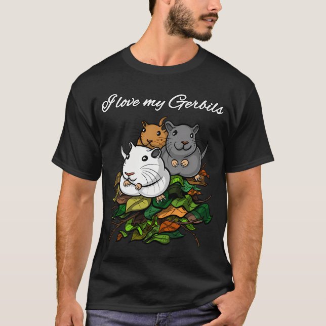 T-shirt J'aime mes gerbilles (Devant)