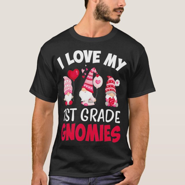 T-shirt J'Aime Mes Gnomies De 1ère Année Cute Valentines J (Devant)
